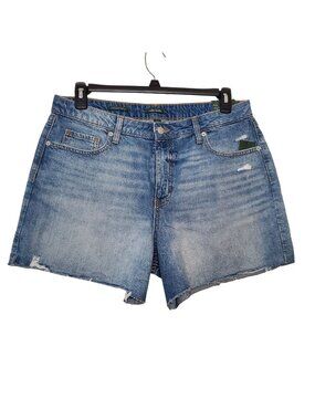 Wild Fable Womens Distressed High-Rise Denim Shorts Size 12 Rigid Non-Stretch Bl